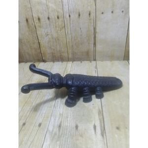 Vtg Boot Jack Cast Iron Door Stop Scarab Beetle 8 1/2” Shoe Remover Black w/Hole